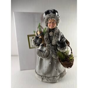 Windy Hill Collection black and white plaid checkered silver Mrs Claus NEW